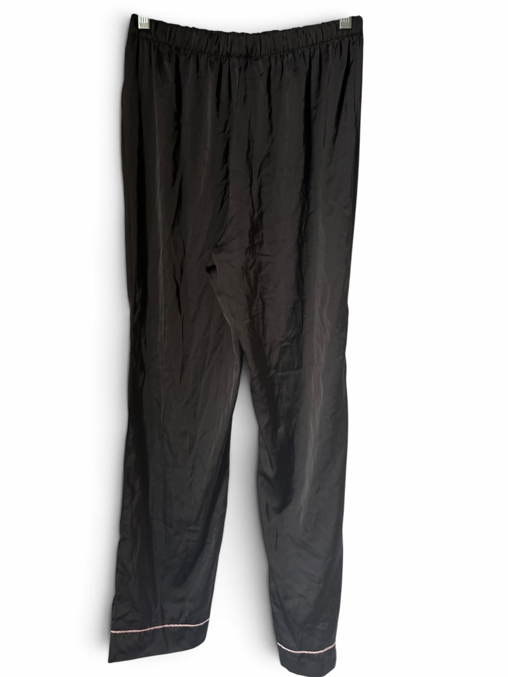 Juicy Couture Black Pajama Set with Pink  Rhinestones Y2K Satin Silky - Picture 4 of 8